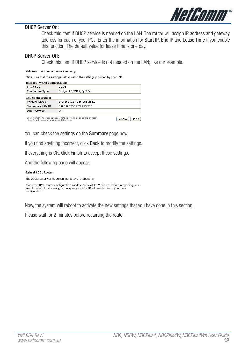 NetComm NB6PLUS4WN User Manual | Page 59 / 170