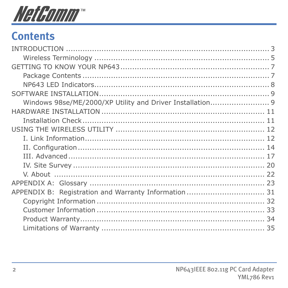 NetComm Wireless Network Device NP643 User Manual | Page 2 / 36