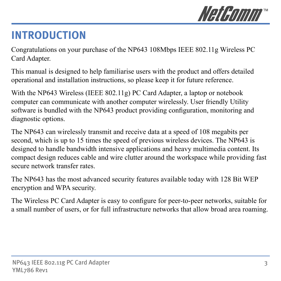 Introduction | NetComm Wireless Network Device NP643 User Manual | Page 3 / 36