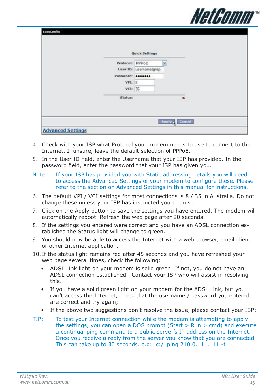 NetComm NB1 User Manual | Page 15 / 91