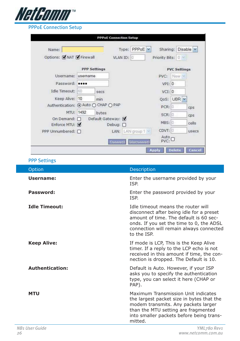 NetComm NB1 User Manual | Page 26 / 91