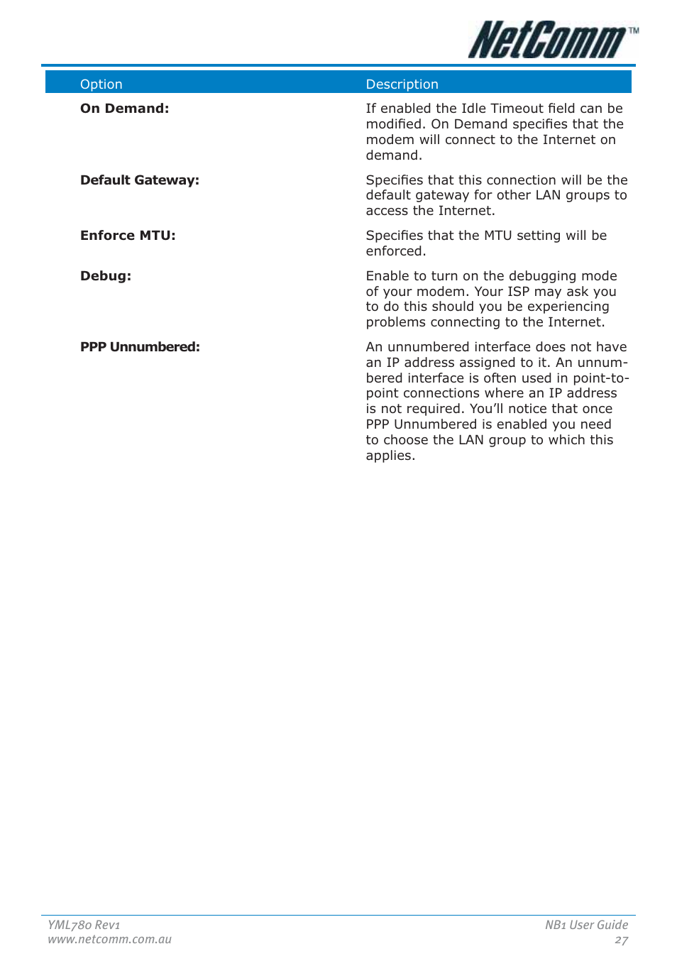 NetComm NB1 User Manual | Page 27 / 91