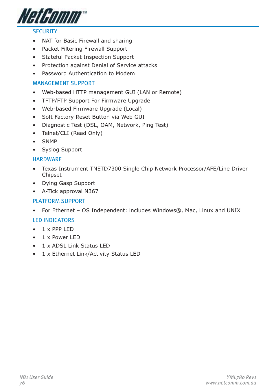 NetComm NB1 User Manual | Page 76 / 91