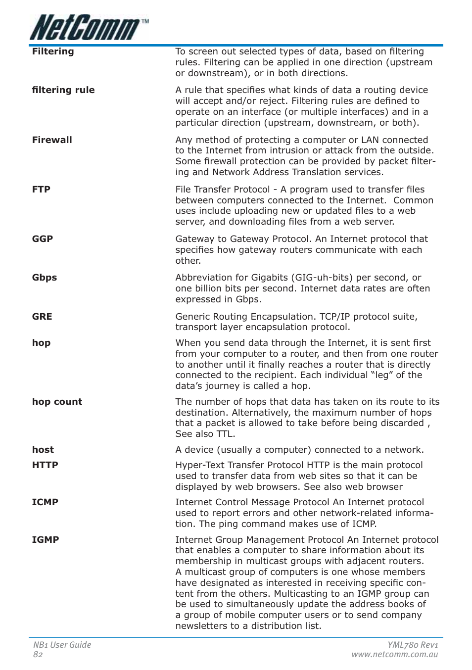 NetComm NB1 User Manual | Page 82 / 91