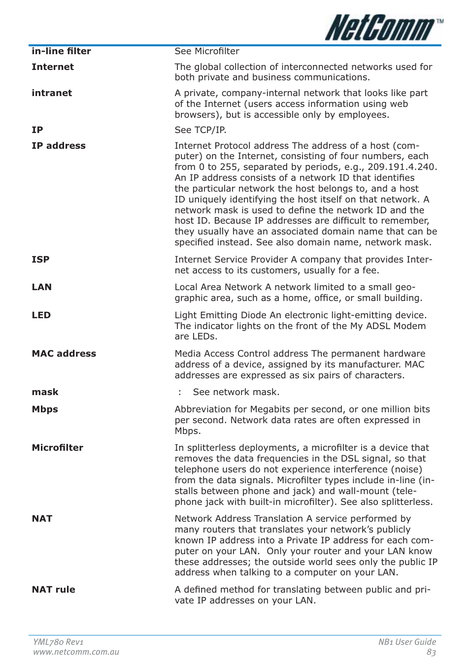 NetComm NB1 User Manual | Page 83 / 91