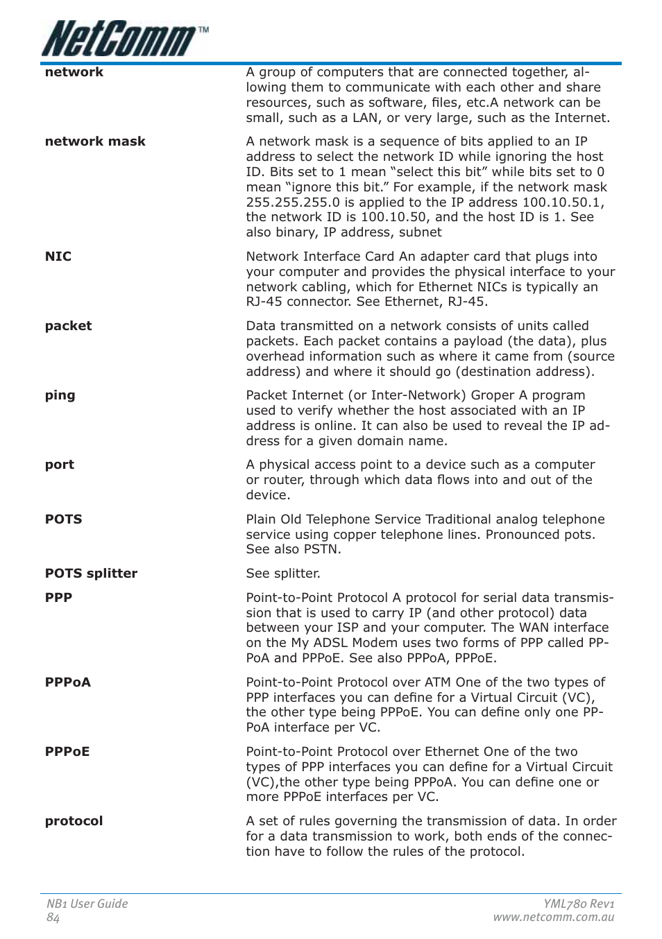 NetComm NB1 User Manual | Page 84 / 91