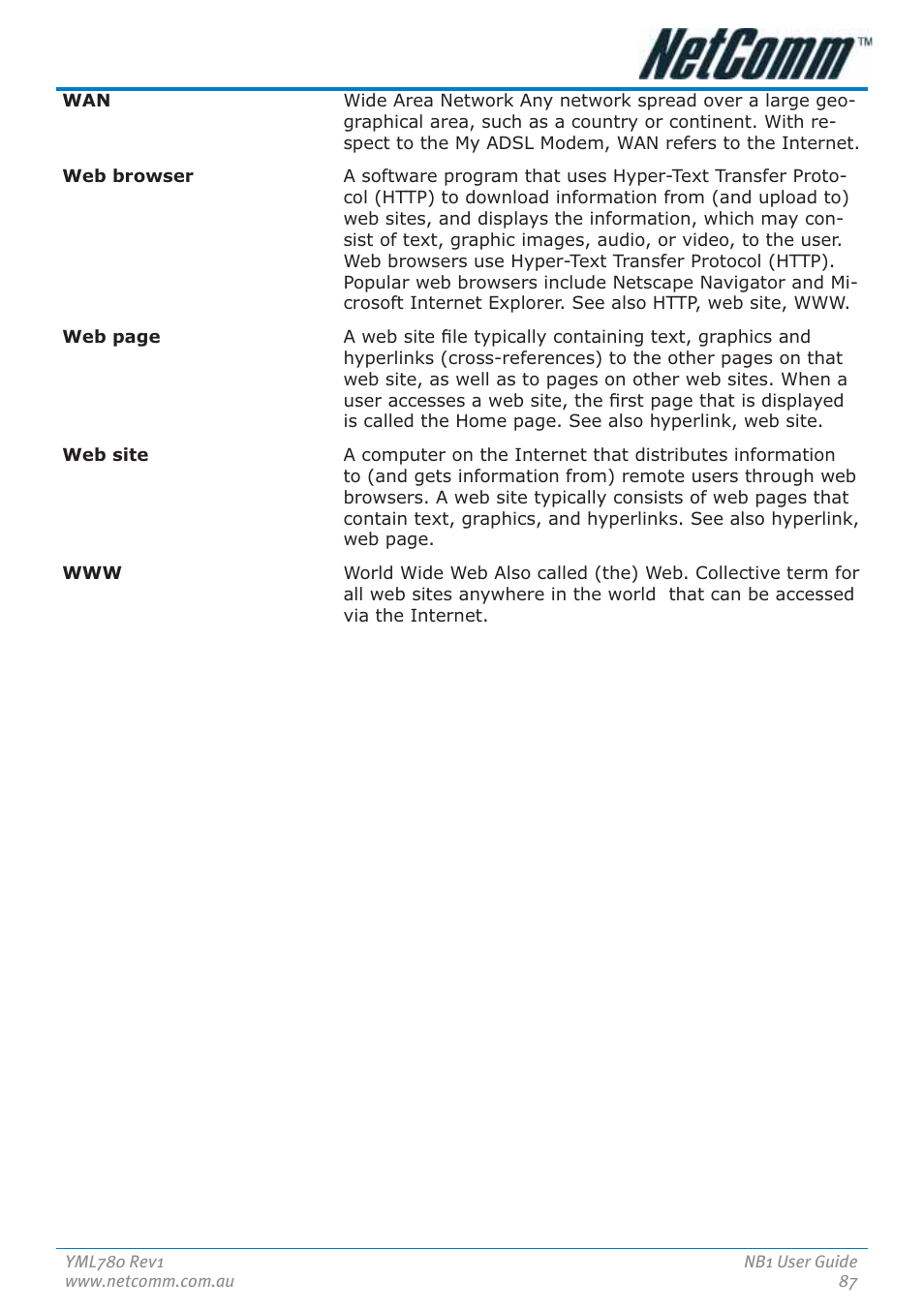 NetComm NB1 User Manual | Page 87 / 91