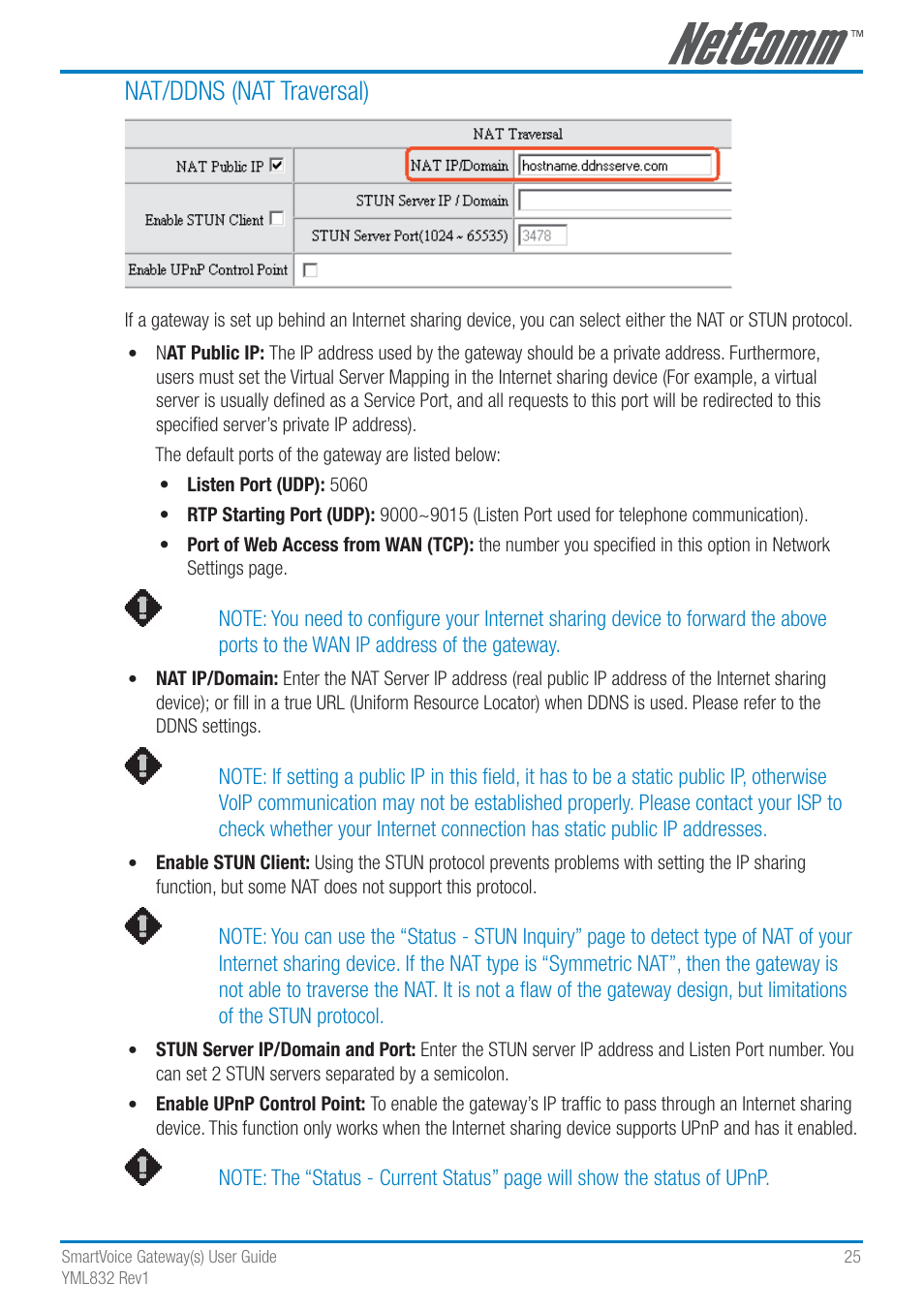 Nat/ddns (nat traversal) | NetComm SmartVoice Gateway User Manual | Page 25 / 95