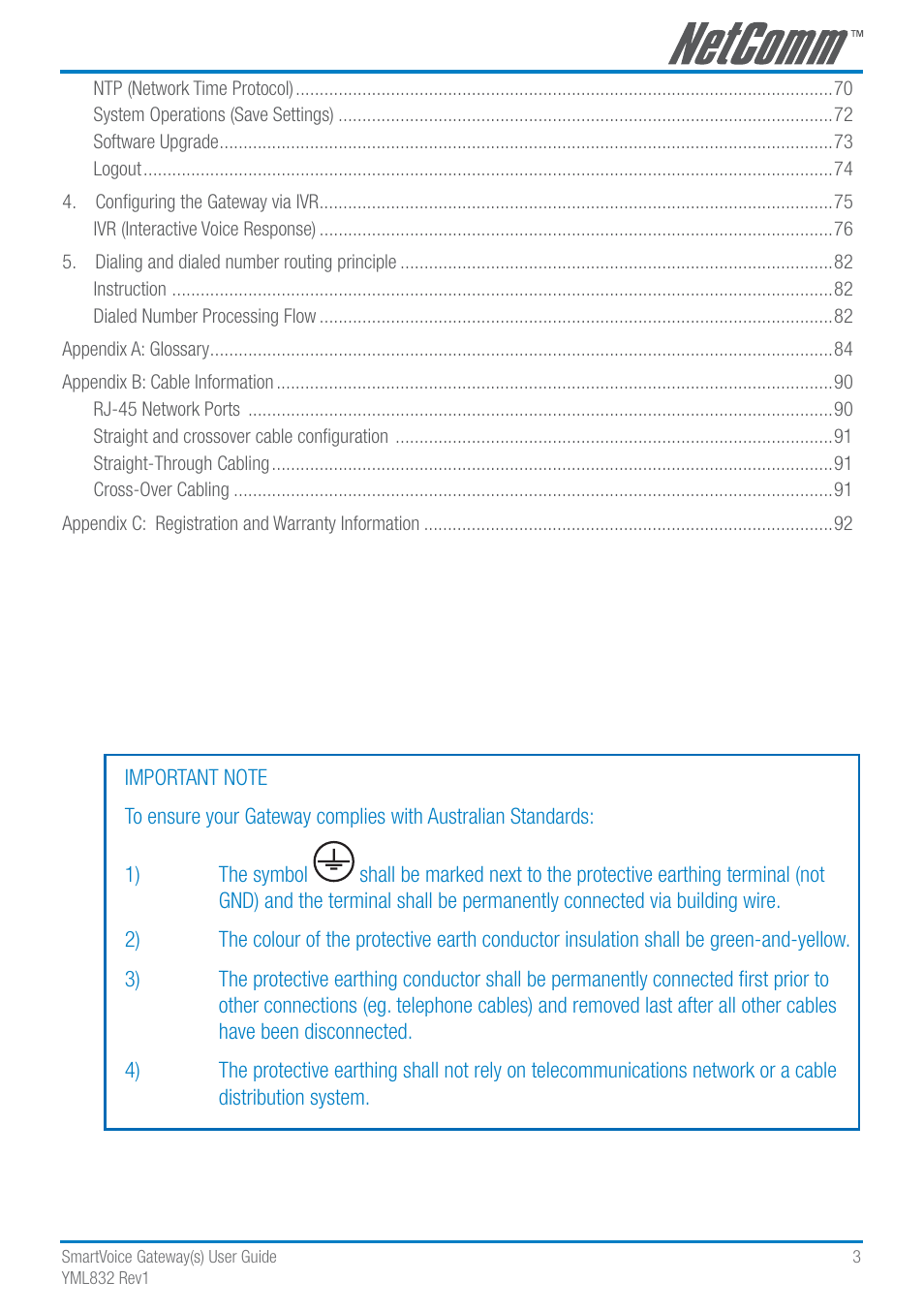 NetComm SmartVoice Gateway User Manual | Page 3 / 95