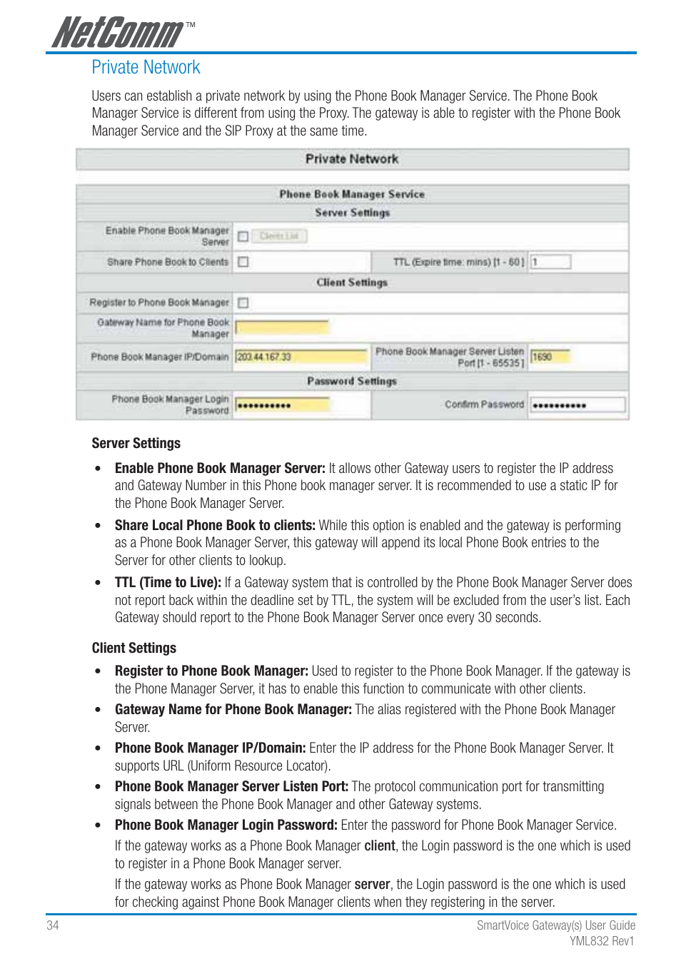 Private network | NetComm SmartVoice Gateway User Manual | Page 34 / 95