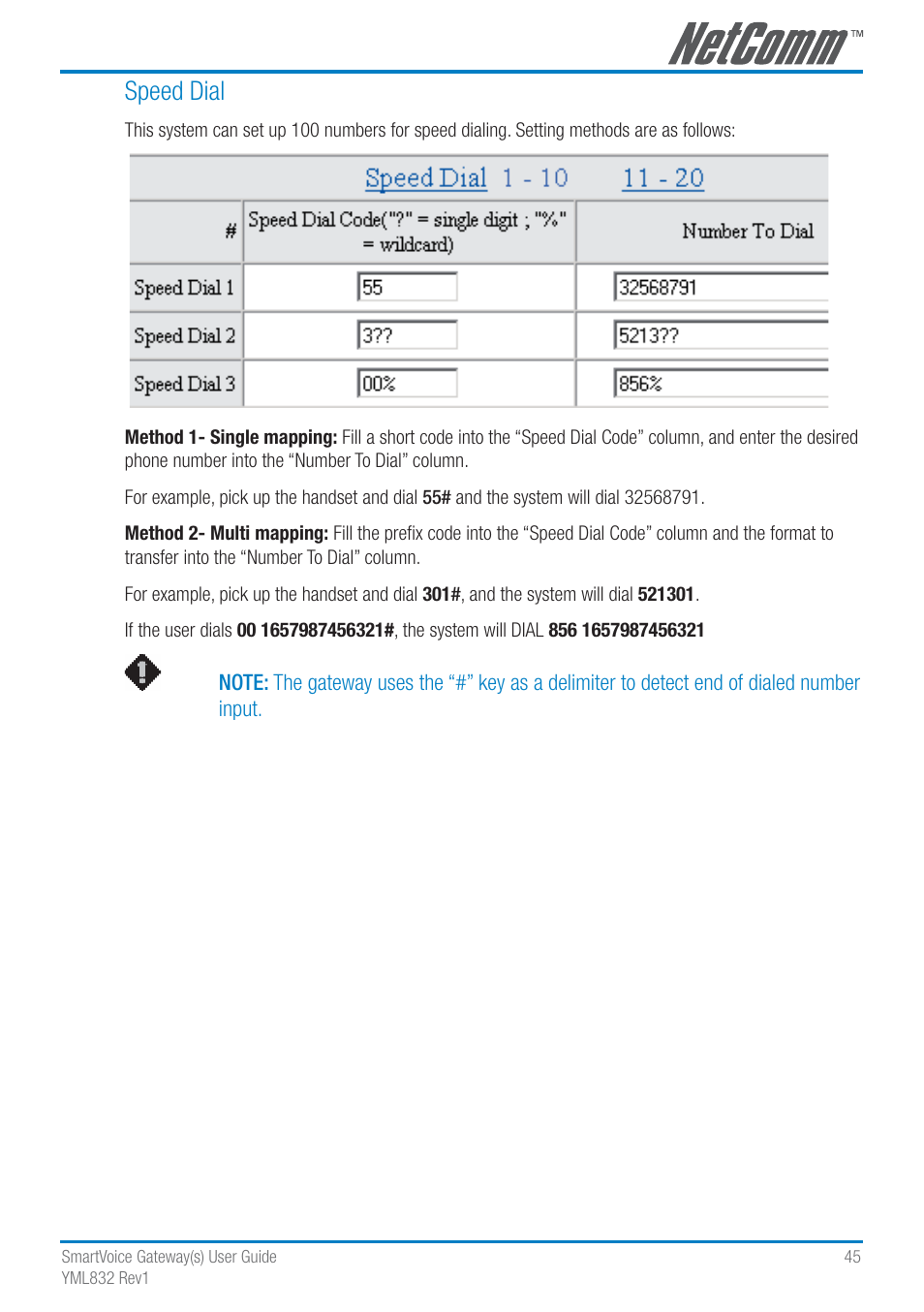 Speed dial | NetComm SmartVoice Gateway User Manual | Page 45 / 95