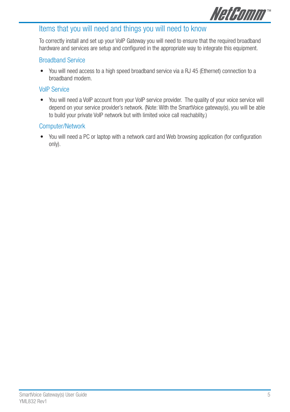 NetComm SmartVoice Gateway User Manual | Page 5 / 95
