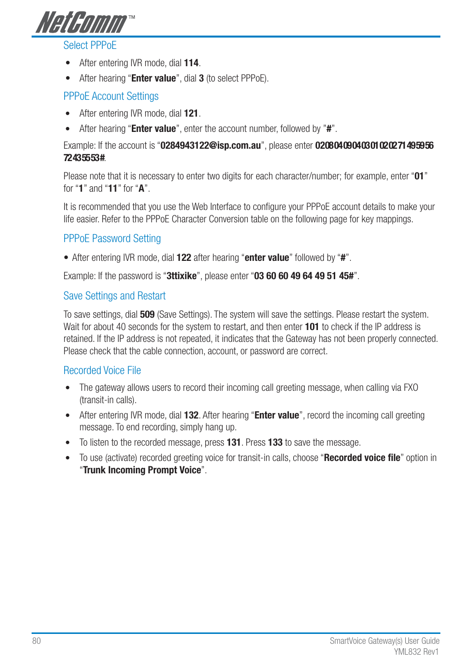 NetComm SmartVoice Gateway User Manual | Page 80 / 95