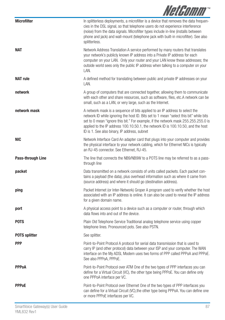 NetComm SmartVoice Gateway User Manual | Page 87 / 95