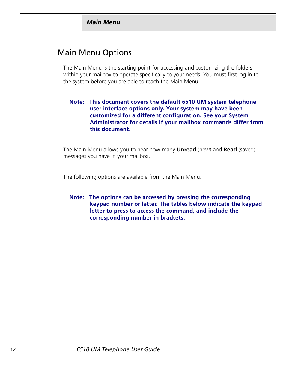 Main menu options | NetComm 6510 User Manual | Page 14 / 41