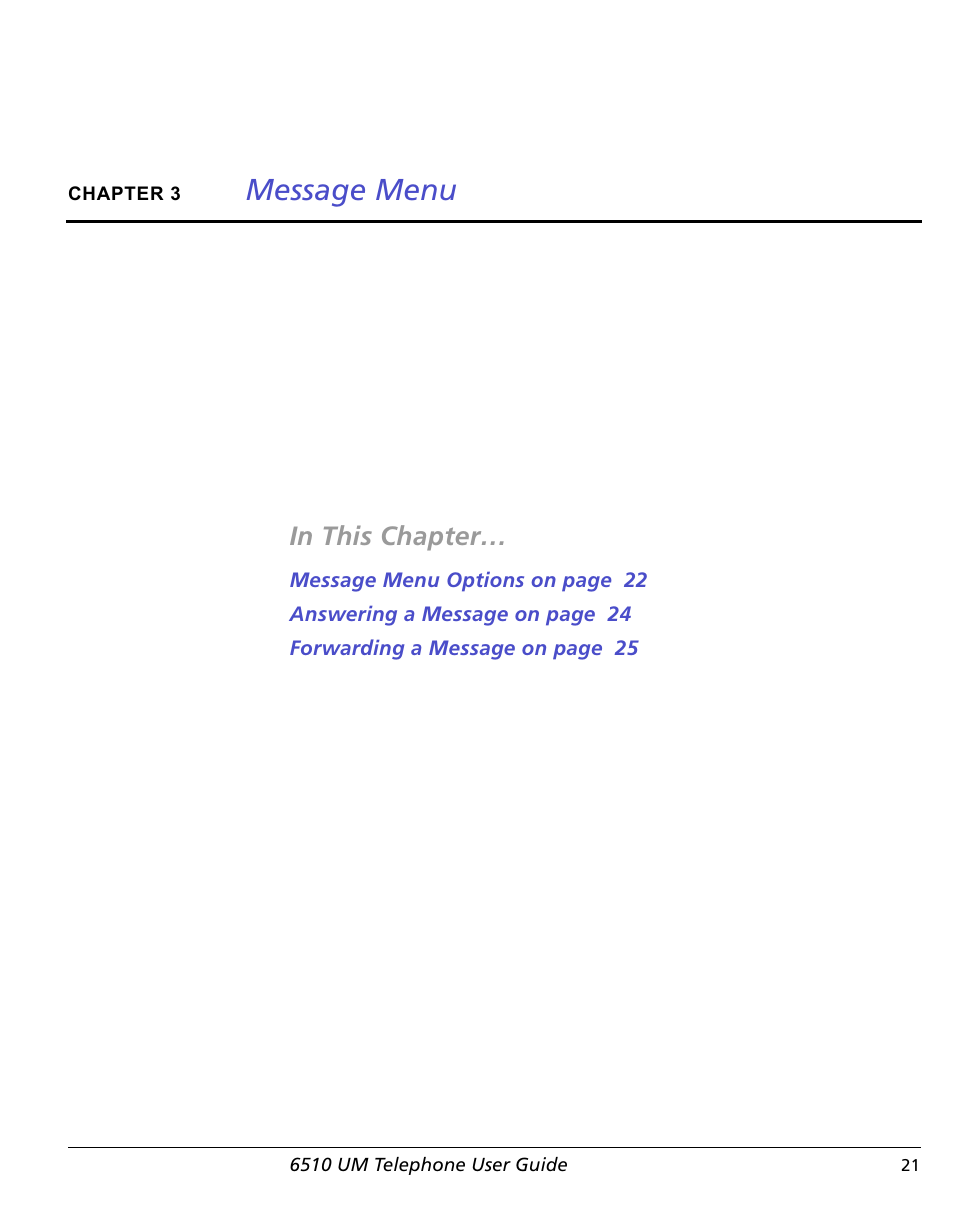 Chapter 3 message menu, Message menu | NetComm 6510 User Manual | Page 23 / 41