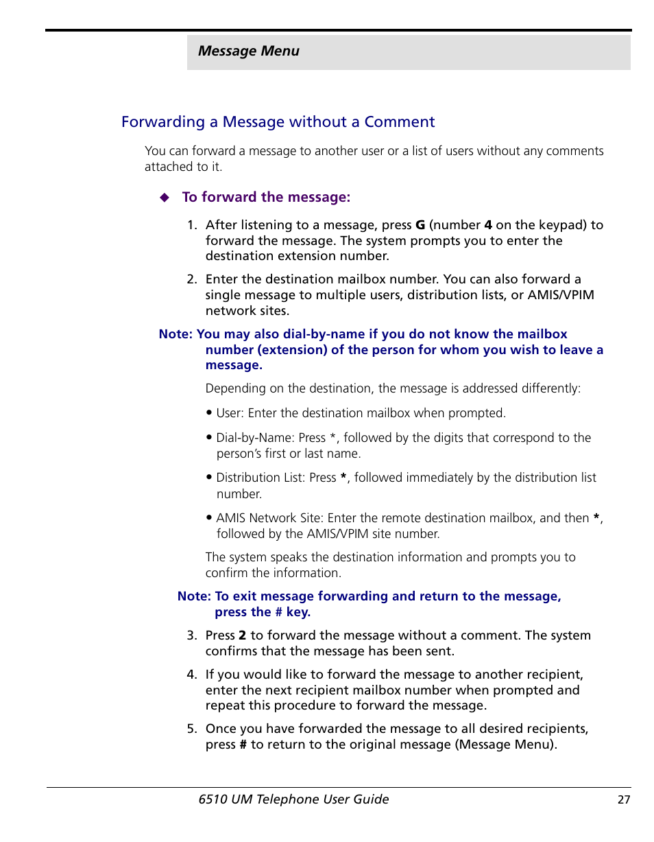 Forwarding a message without a comment | NetComm 6510 User Manual | Page 29 / 41