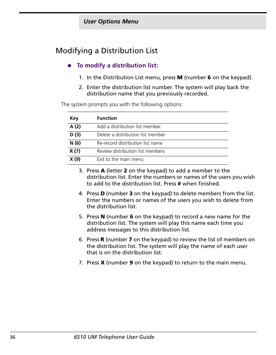 Modifying a distribution list | NetComm 6510 User Manual | Page 38 / 41