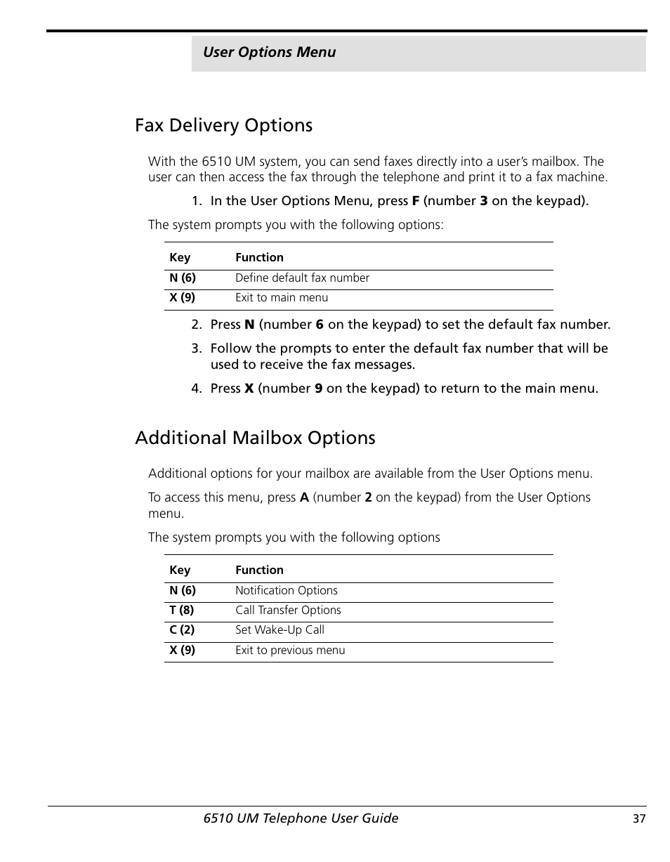 Fax delivery options, Additional mailbox options | NetComm 6510 User Manual | Page 39 / 41