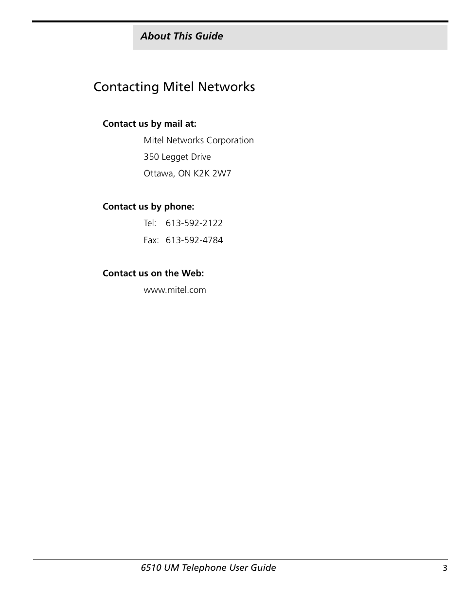 Contacting mitel networks | NetComm 6510 User Manual | Page 5 / 41