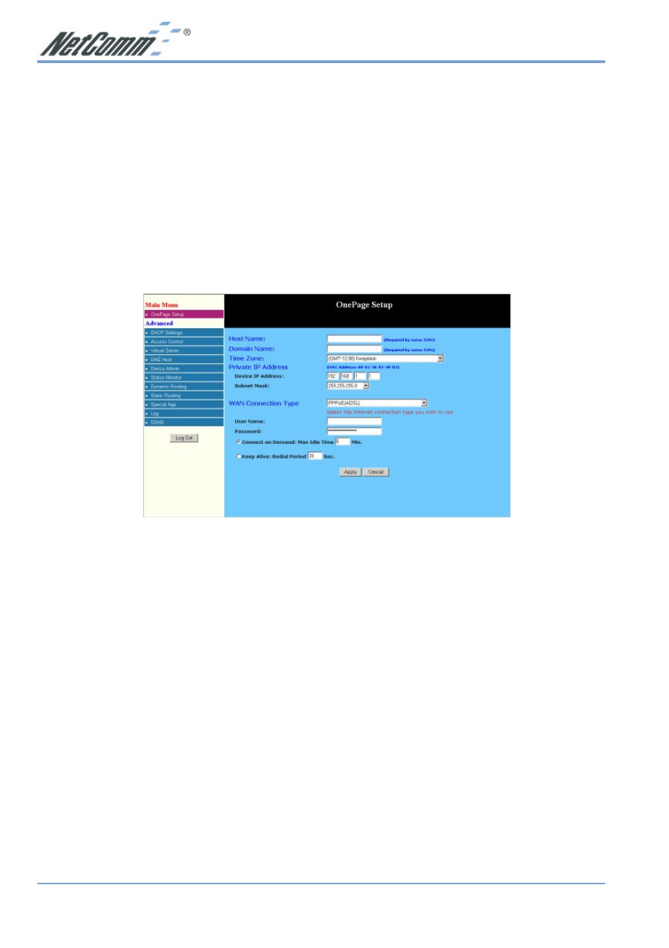 One page setup for most adsl services | NetComm NB2800 User Manual | Page 8 / 52