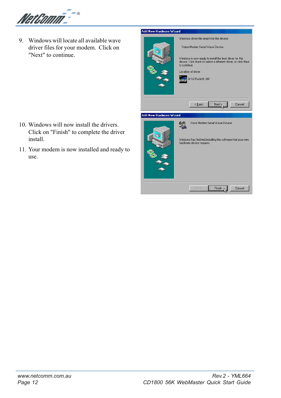 Windows®95 | NetComm 56K WebMaster CD1800 User Manual | Page 12 / 28