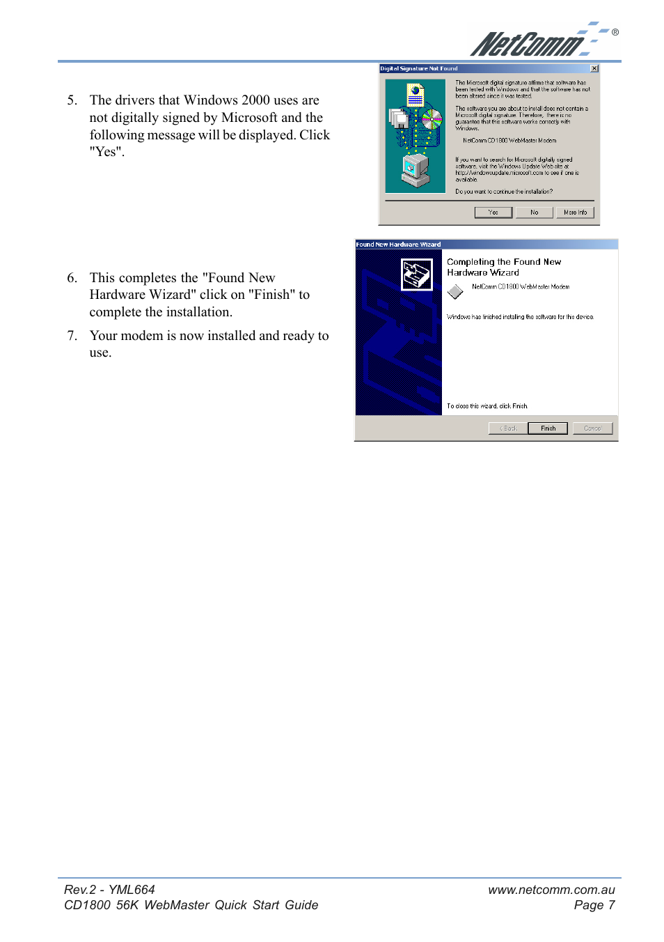 NetComm 56K WebMaster CD1800 User Manual | Page 7 / 28