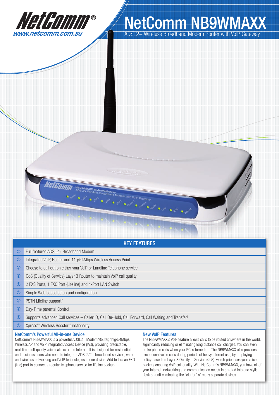 NetComm NB9WMAXX User Manual | 2 pages