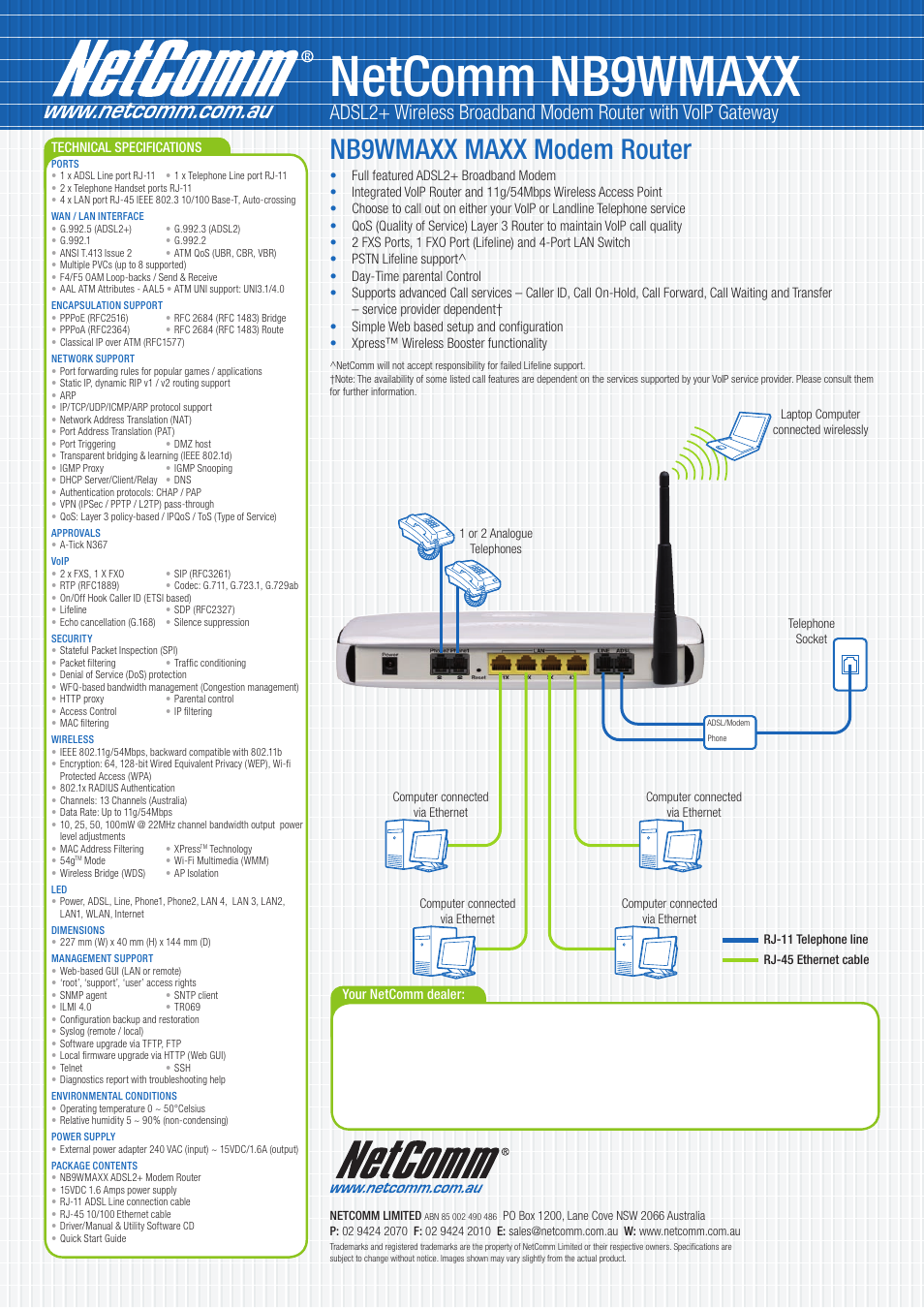 Netcomm nb9wmaxx, Nb9wmaxx maxx modem router | NetComm NB9WMAXX User Manual | Page 2 / 2