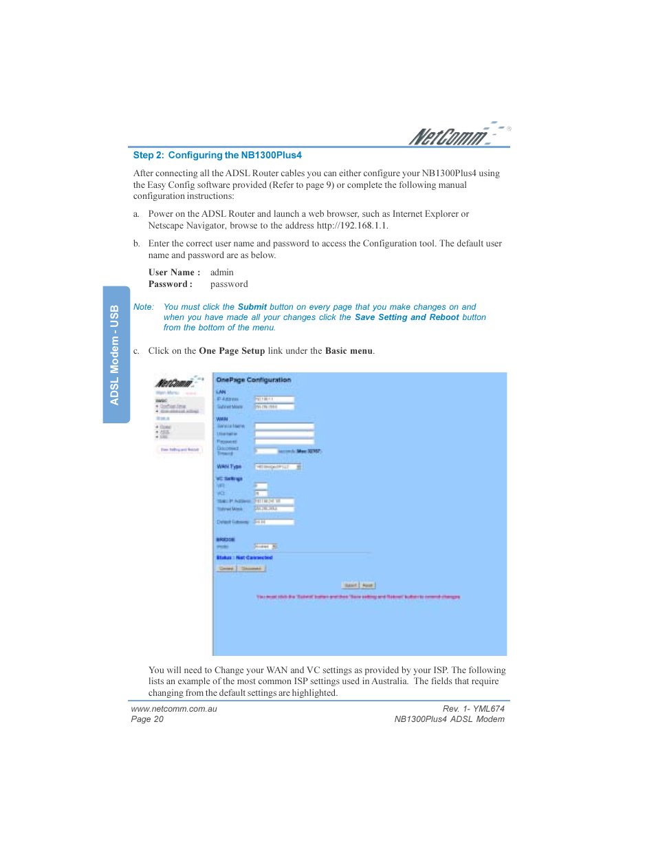 NetComm NB1300PLUS4 User Manual | Page 20 / 92