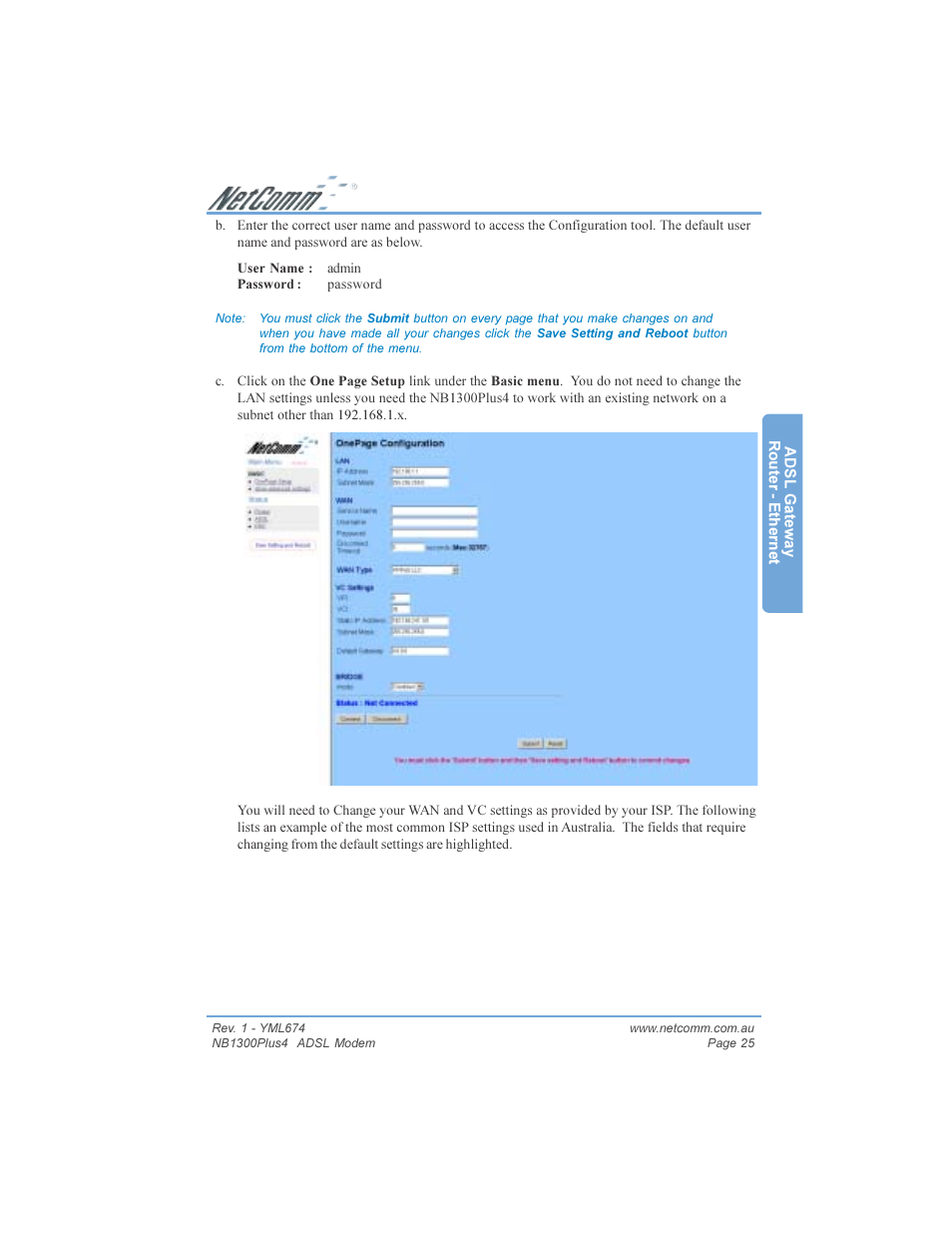 NetComm NB1300PLUS4 User Manual | Page 25 / 92