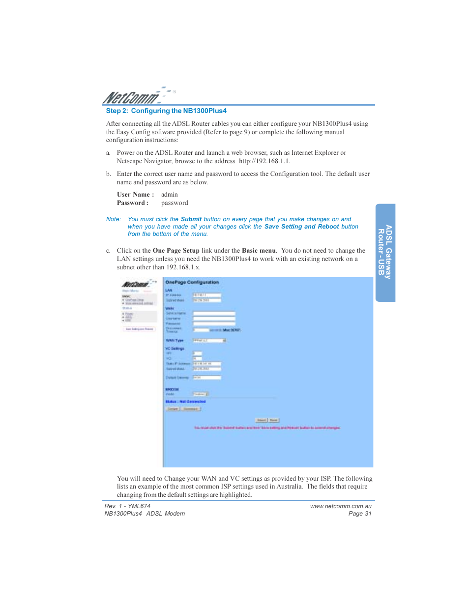 NetComm NB1300PLUS4 User Manual | Page 31 / 92