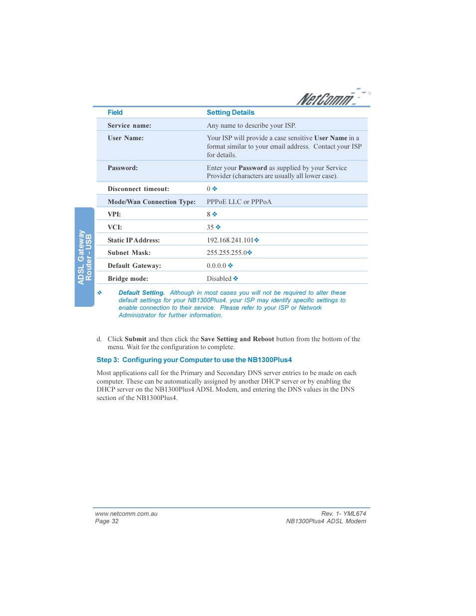 NetComm NB1300PLUS4 User Manual | Page 32 / 92