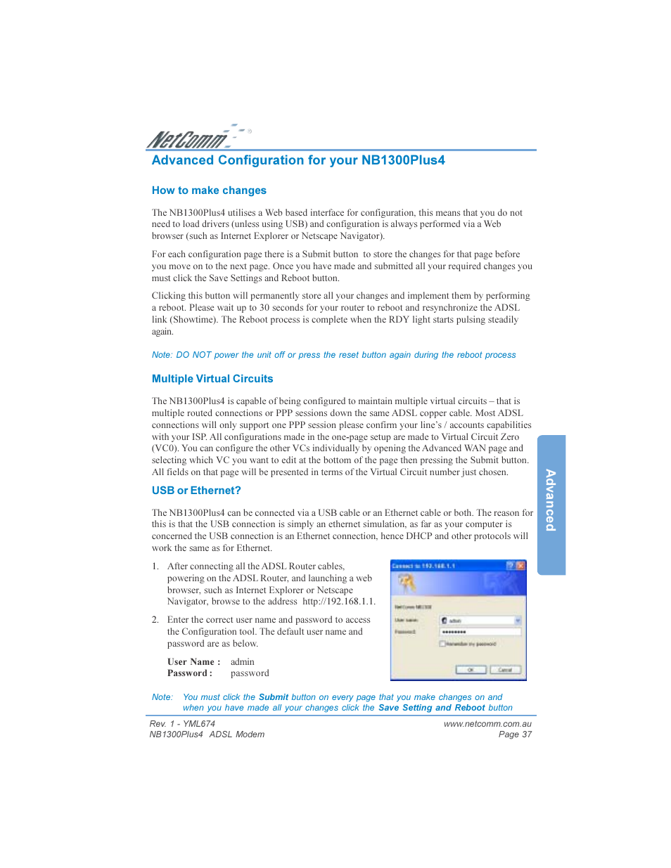 NetComm NB1300PLUS4 User Manual | Page 37 / 92
