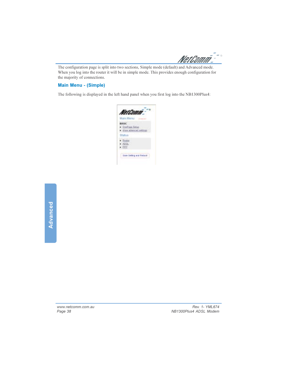 Advanced | NetComm NB1300PLUS4 User Manual | Page 38 / 92
