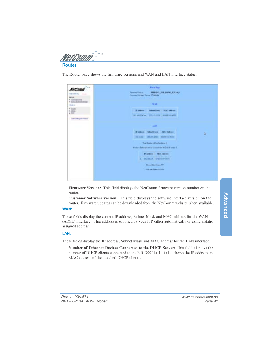 Advanced | NetComm NB1300PLUS4 User Manual | Page 41 / 92