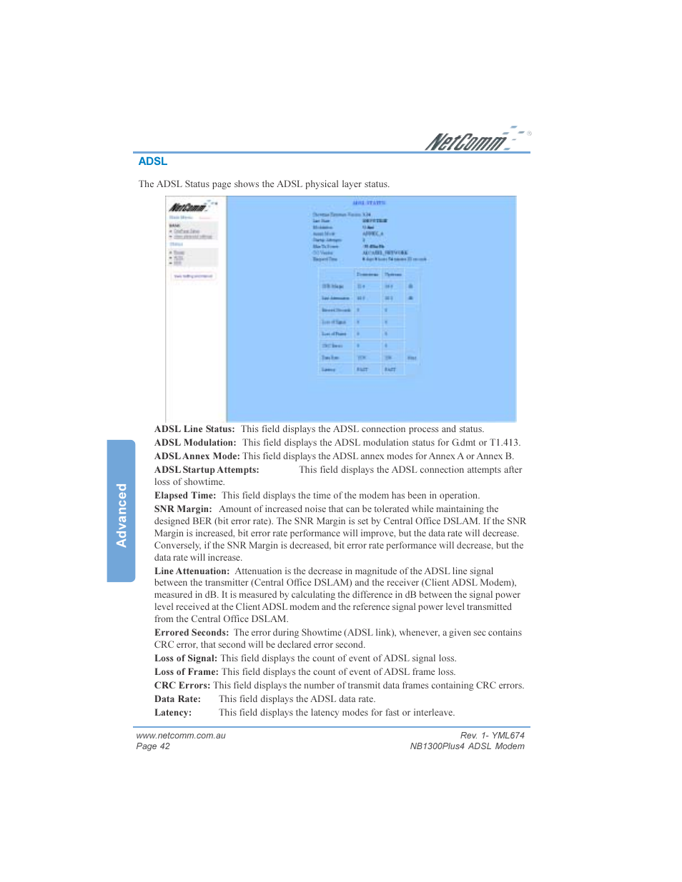 Advanced | NetComm NB1300PLUS4 User Manual | Page 42 / 92