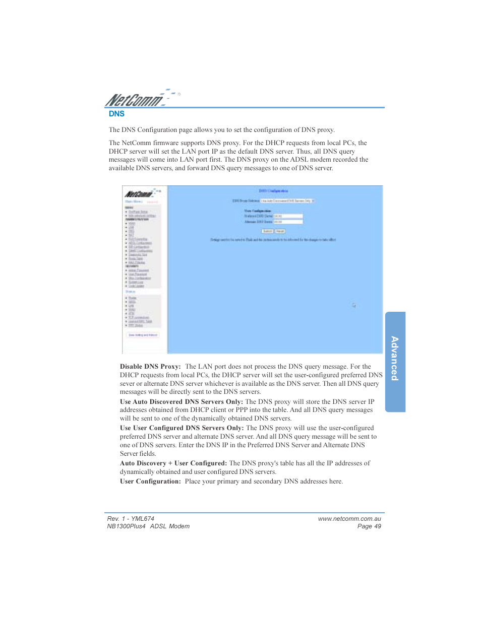 Advanced | NetComm NB1300PLUS4 User Manual | Page 49 / 92