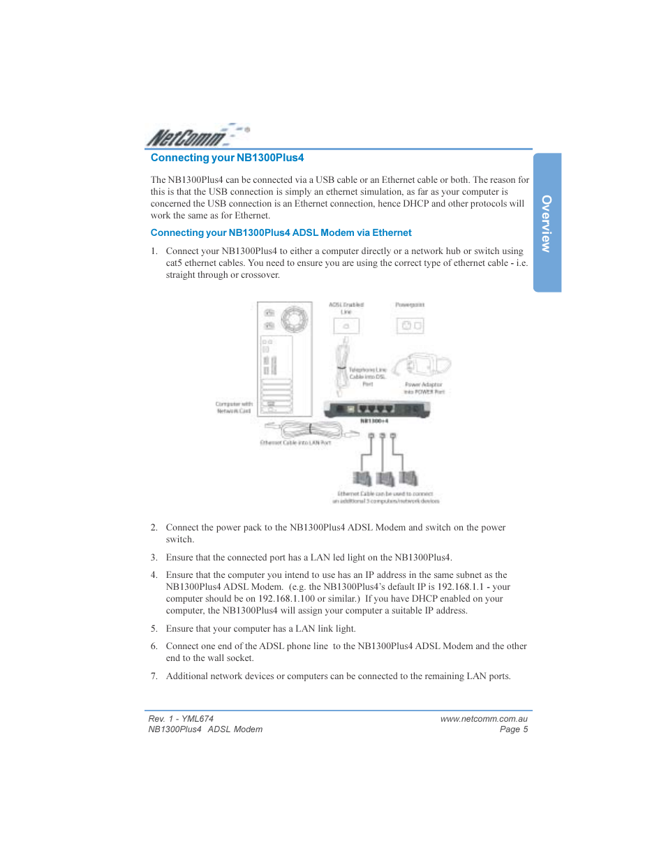 Overview | NetComm NB1300PLUS4 User Manual | Page 5 / 92