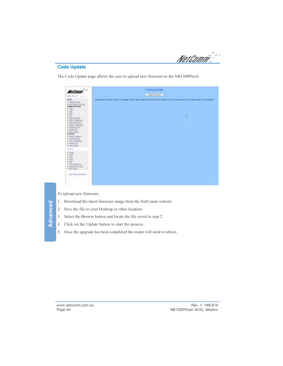 Advanced | NetComm NB1300PLUS4 User Manual | Page 64 / 92