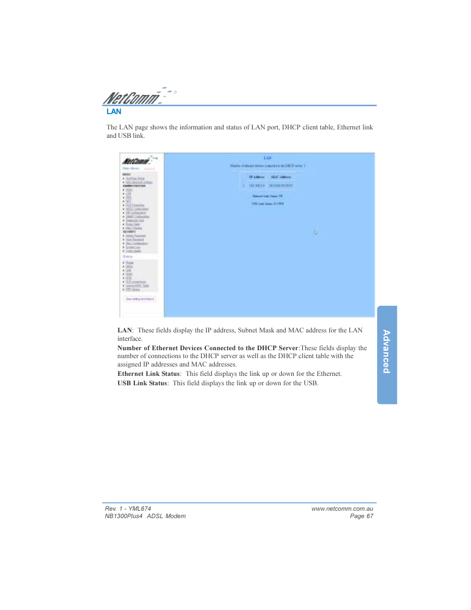 Advanced | NetComm NB1300PLUS4 User Manual | Page 67 / 92