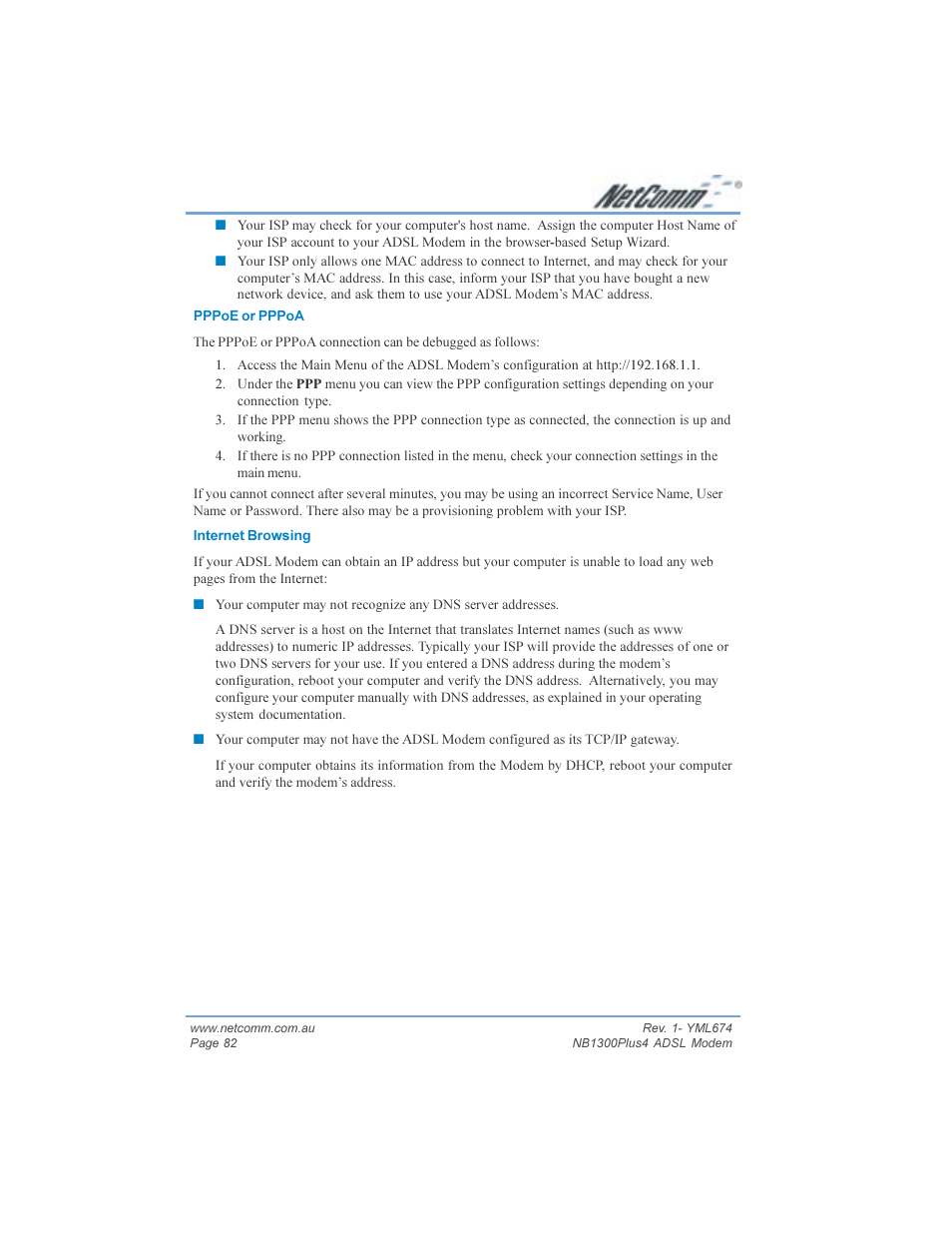 NetComm NB1300PLUS4 User Manual | Page 82 / 92
