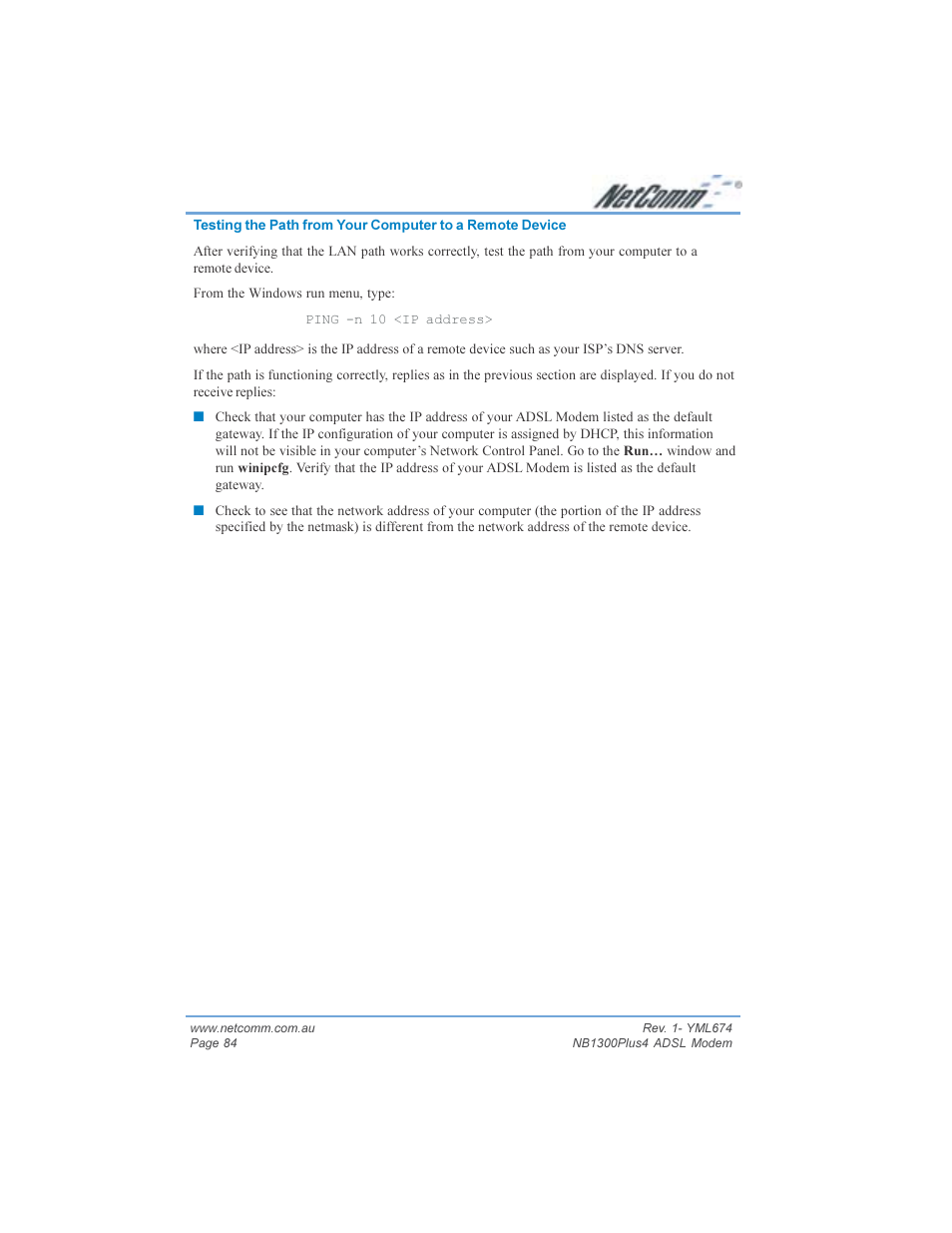 NetComm NB1300PLUS4 User Manual | Page 84 / 92