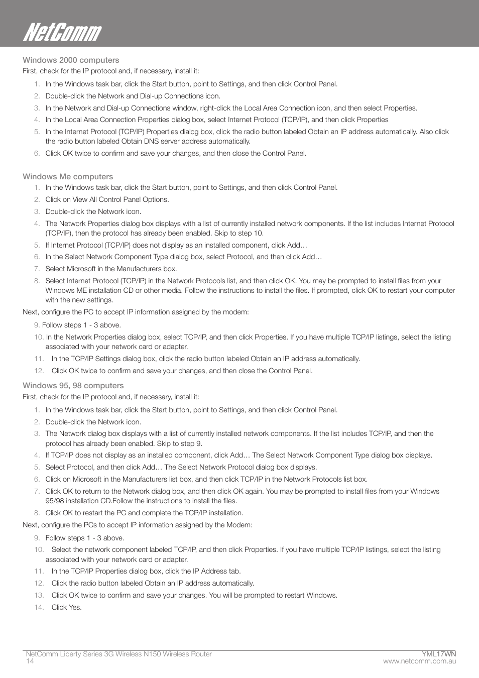 NetComm N150 User Manual | Page 14 / 53