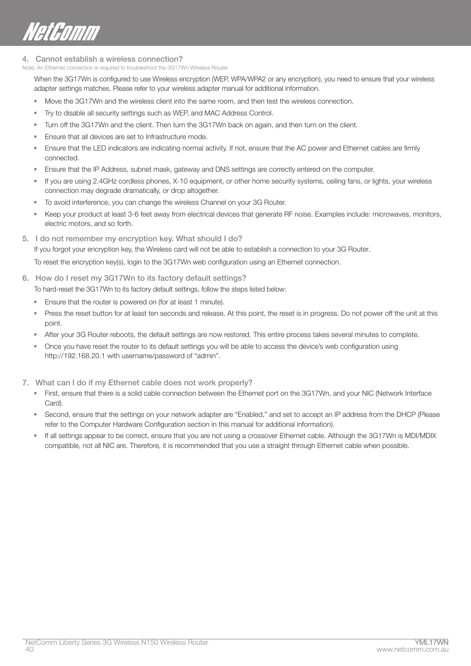 NetComm N150 User Manual | Page 40 / 53