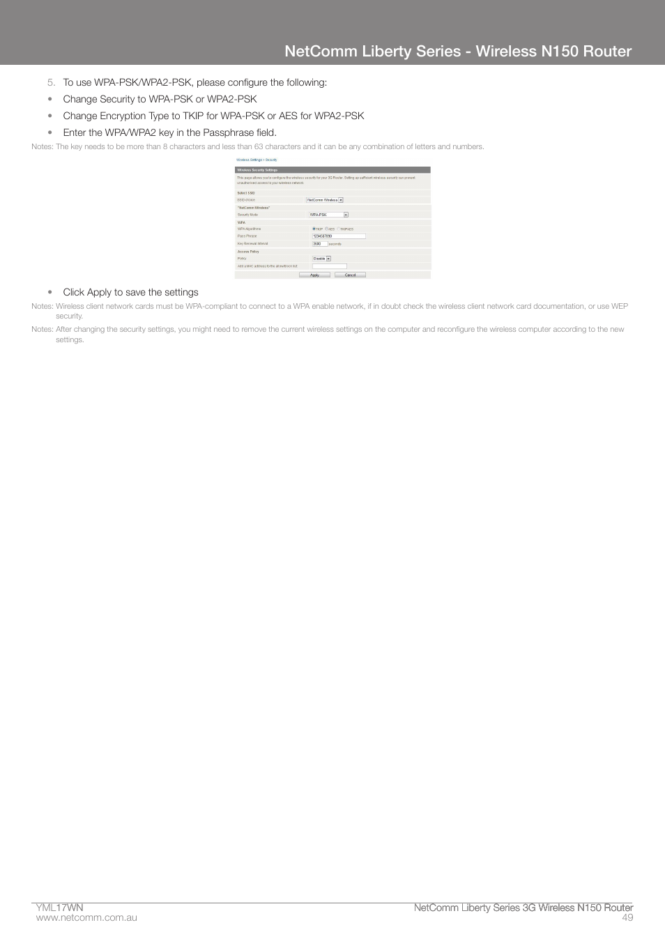 Netcomm liberty series - wireless n150 router | NetComm N150 User Manual | Page 49 / 53