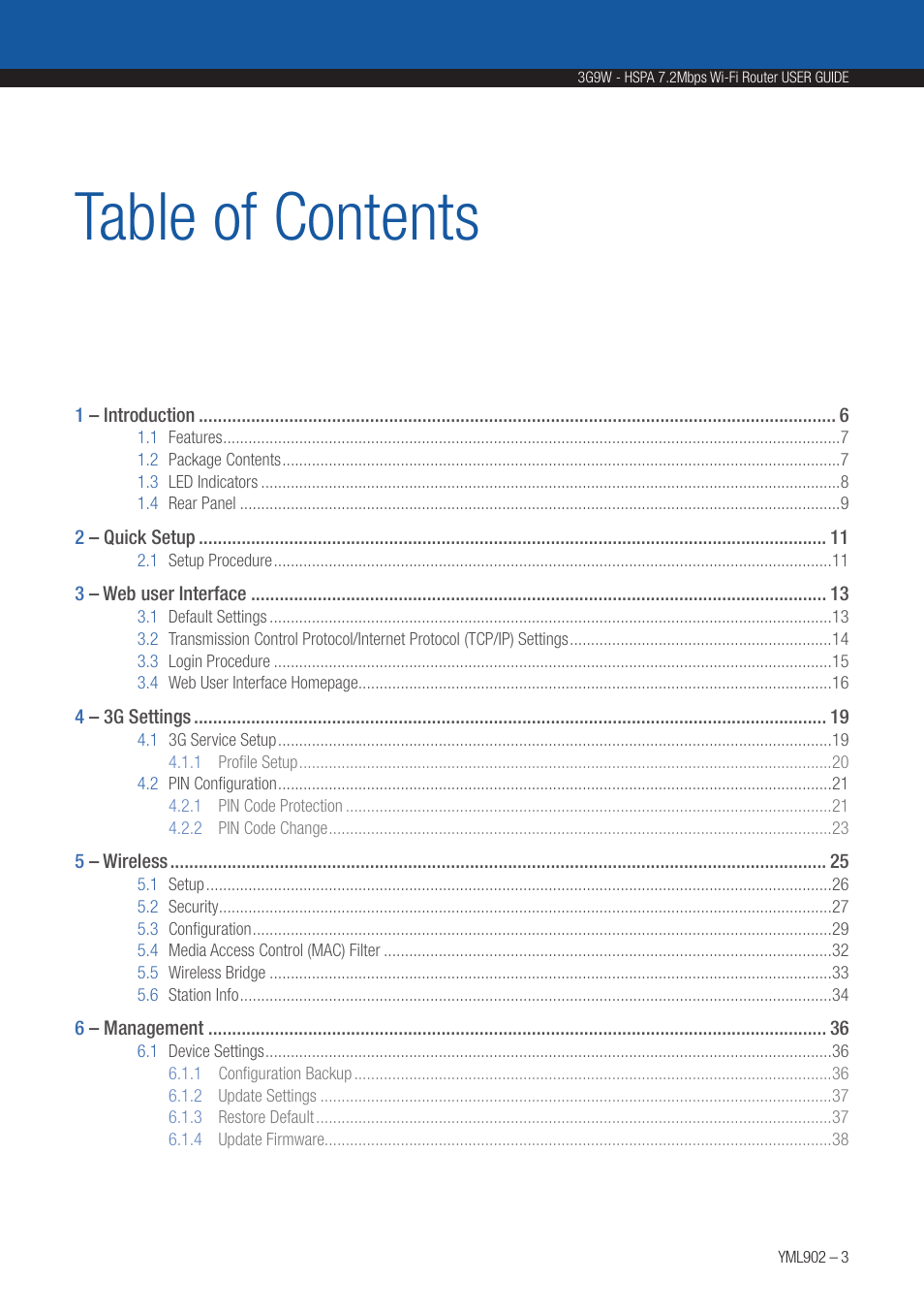 NetComm HSPA 7.2 MBPS WI-FI ROUTER 3G9W User Manual | Page 3 / 86
