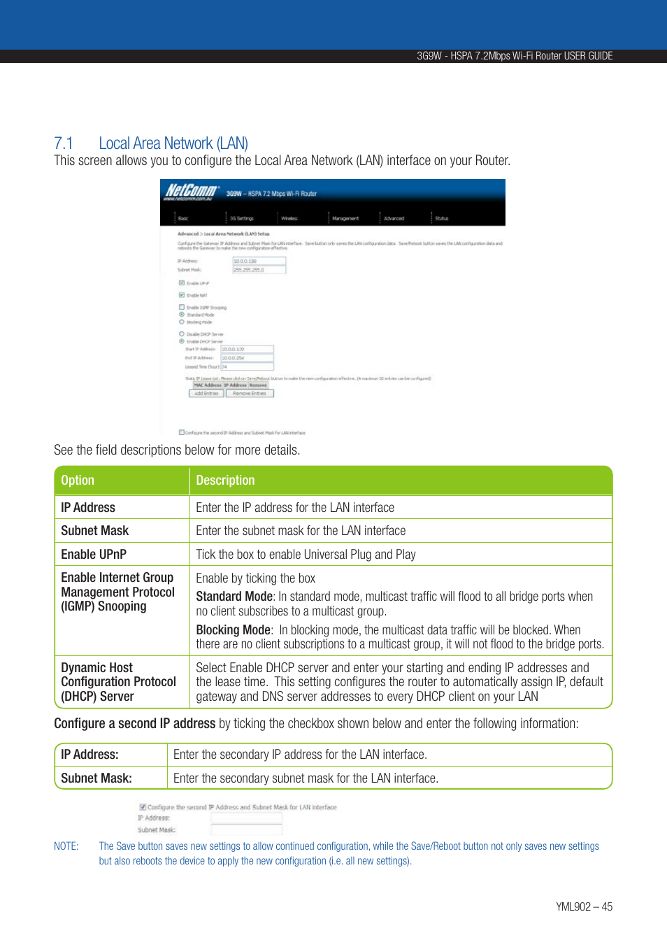 1 local area network (lan) | NetComm HSPA 7.2 MBPS WI-FI ROUTER 3G9W User Manual | Page 45 / 86