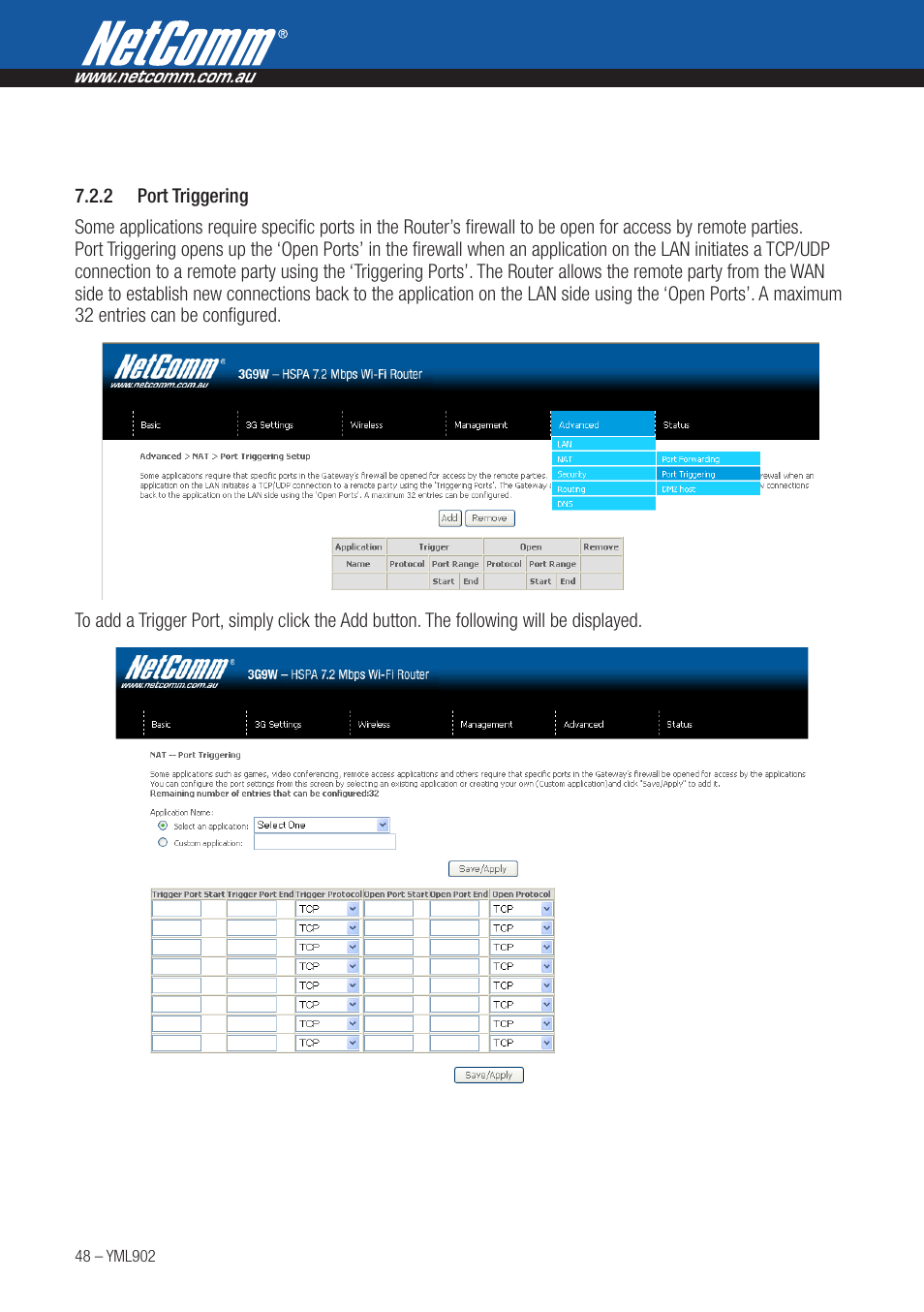 NetComm HSPA 7.2 MBPS WI-FI ROUTER 3G9W User Manual | Page 48 / 86