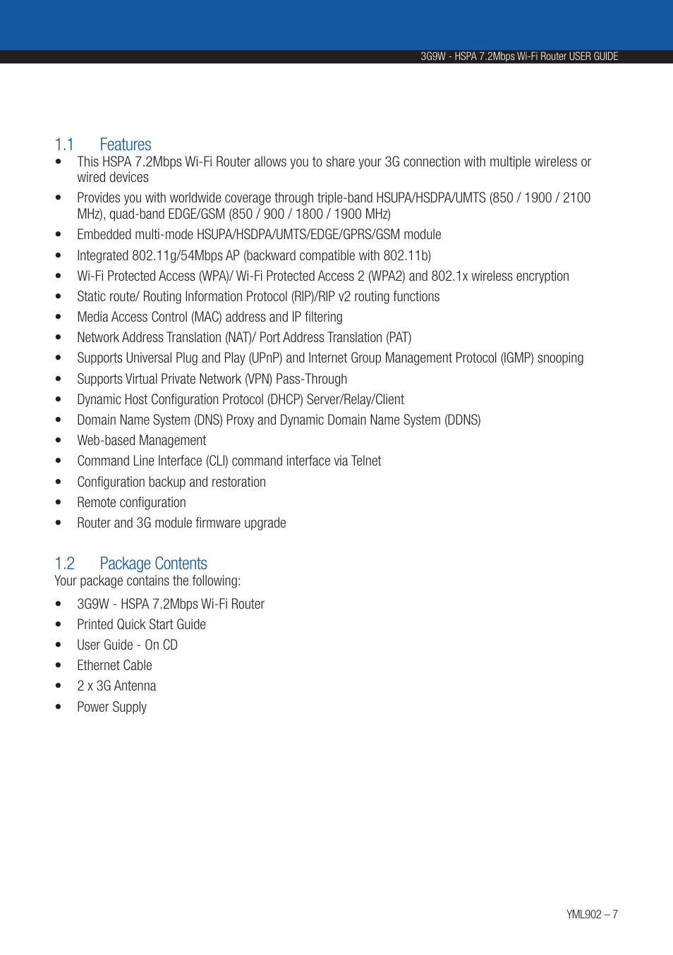 NetComm HSPA 7.2 MBPS WI-FI ROUTER 3G9W User Manual | Page 7 / 86